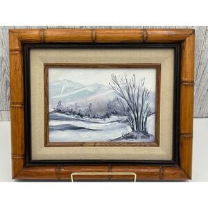 Vintage Framed Signed Painting Winter Landscape Annette Perone Leiber